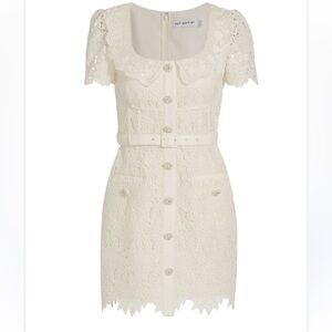 self-portrait guipure lace belted minidress